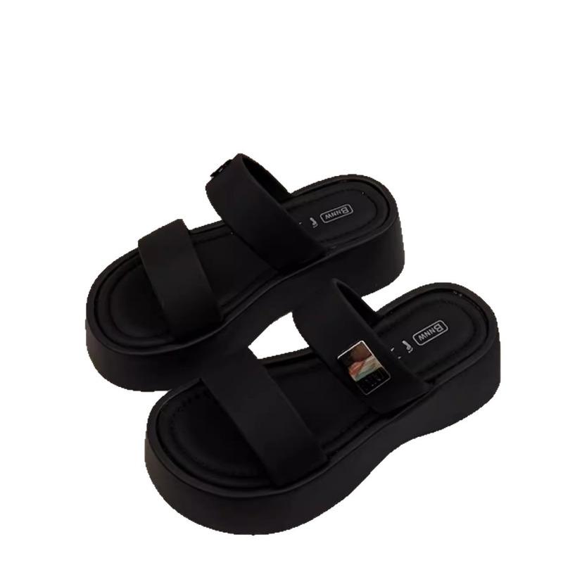 High-end New Going Out Slope Heel Slippers with Skirts Are Beautiful, Thick Bottom Heightening Cool Slippers Women's Summer Wear