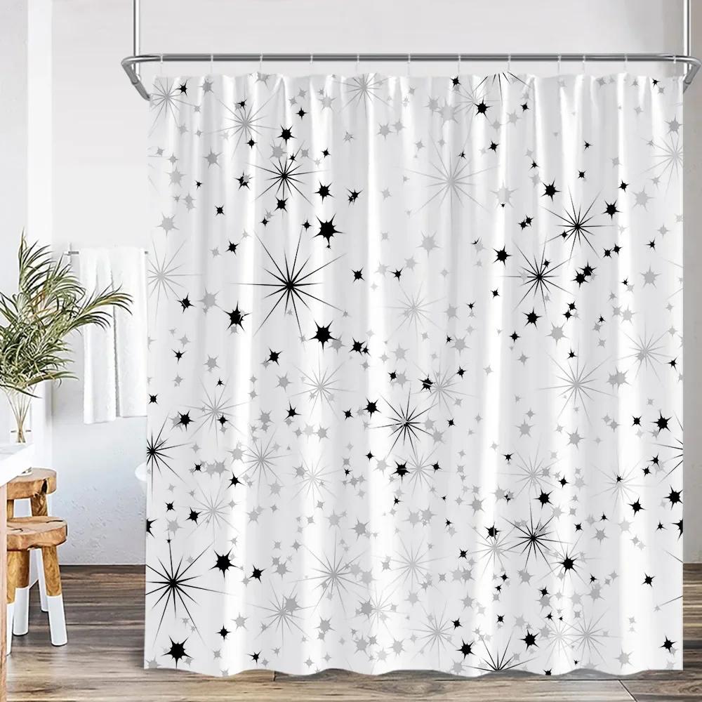 Black White Abstract Simple Line Shower Curtain Nordic Simple Bathroom Decoration Modern Polyester Shower Curtain Screen