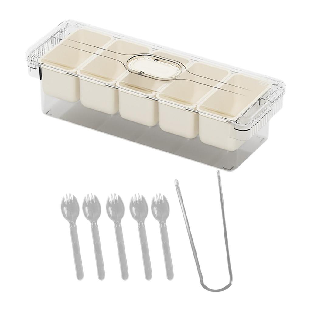 Divided Serving Tray with Lid and Handle Portable Veggie Tray Travel Food Storage Container Snack Platter for Candy Nuts Popcorn