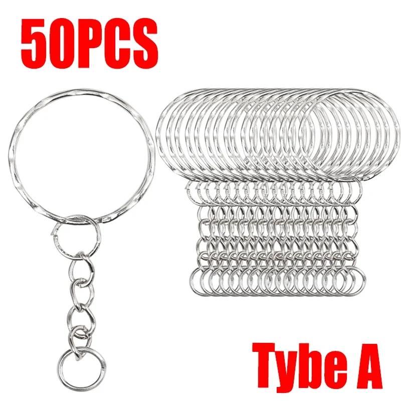 20/50/100pcs Metal Keyring Keyfob Stainless Steel Anti-rust Key Holder Keychains Pendant Key Ring 30mm/25mm/20mm