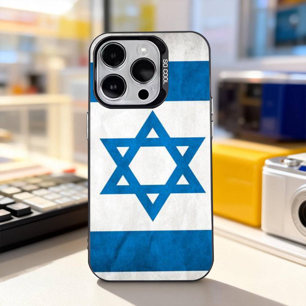 I-Israel Flag Emblem MAP For iPhone 17,16,15,14,13,12,11,Pro,Max,Plus,E,Air,Mini Anti Fall Black Matte Hard Bumper Phone Case
