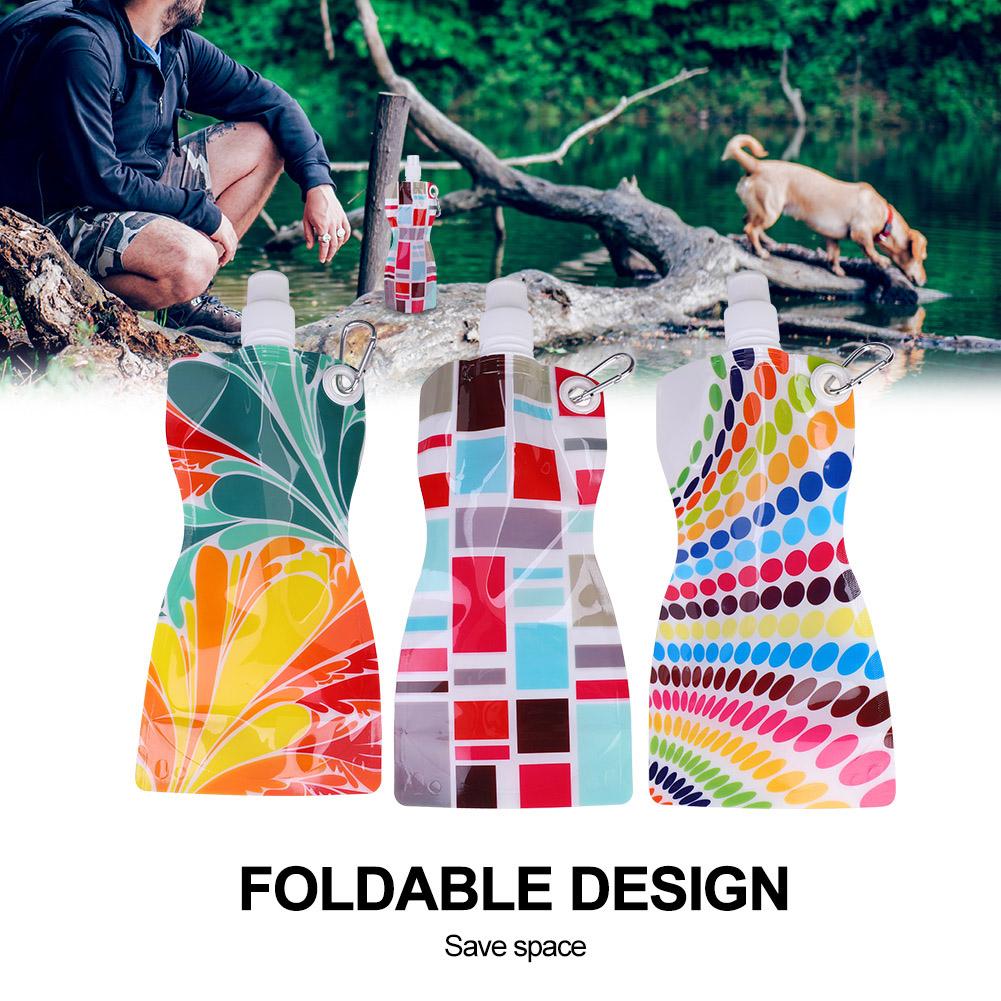 580ML Folding Portable Water Bag Hiking Camping Cycling Sport Bottle