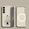 Christmas Tree Magnetic Case For Samsung Galaxy S23 S24 Ultra S22 Plus S21 S23 FE For Magsafe Wireless Charge Lanyard Soft Cover