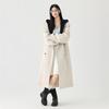 GOLFCROSS Unisex Faux Two-Piece Hooded Long Trench Coat