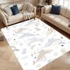 Coastal Seashell Starfish Area Rug Nautical Beach Themed Floor Carpet Non-Slip Washable Decorative Rug for Living Room Blue