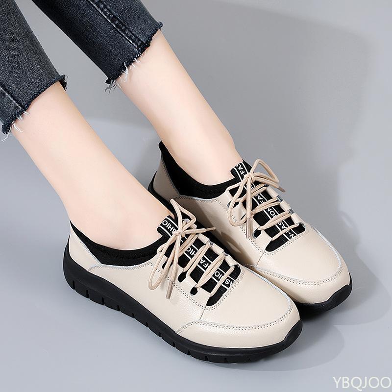 2025 Trend Spring Casual Comfortable Women Shoes Lace Up Fashionable Versatile Flats Elegant  Minimalist Thick Soled Shoes