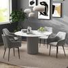 Set of 2 Nordic Dining Chairs Padded with Curved Armrests In Velvet-Effect Fabric, 54x57x80 Cm, Dark Grey
