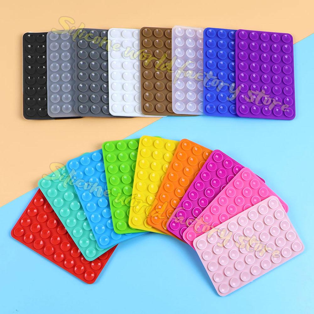 Silicone World Double-sided Silicone Suction Pad For Mobile Phone Fixed Pad Suction Cup Wall Stand Square Anti-Slip Back Sticker