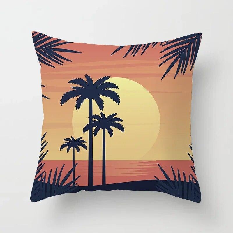 45X45CM Summer Beach Charming Landscape Pillowcase Palm Tree Plant  Bed Sofa Car Cushion Cover Home Decoration