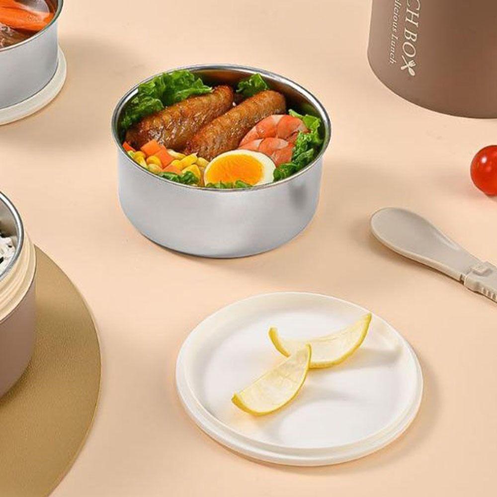 Large Capacity Thermal Lunch Box Round Insulated Lunch Box Portable Lunch Container Set  School