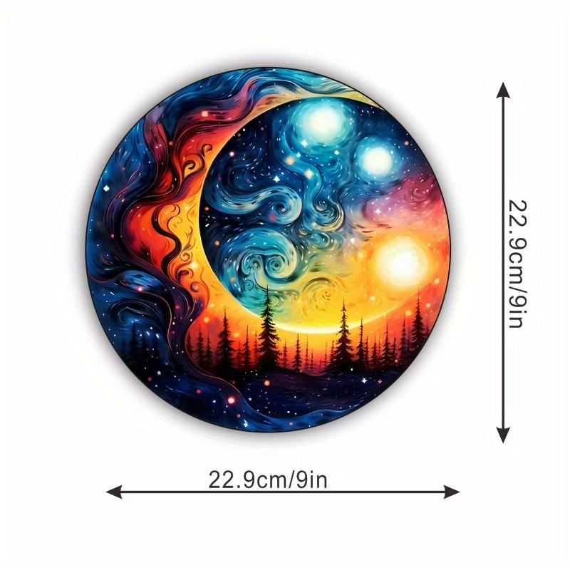 

1pc Car, RV, Home Decoration Static Cling Glass Sticker Adhesive Free Window Sticker, Warning Art Sticker - Starry Sky Forest#51