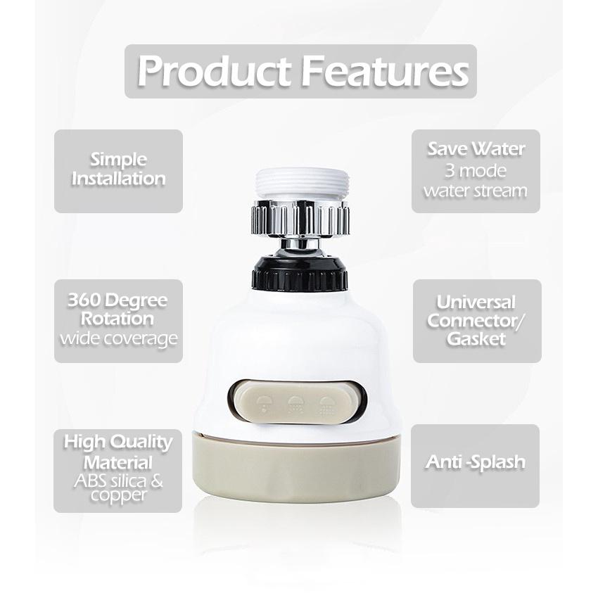 3 Modes Faucet Aerator Moveable Flexible Tap Head Shower Diffuser Rotatable Nozzle Adjustable Booster Faucet Kitchen Accessories