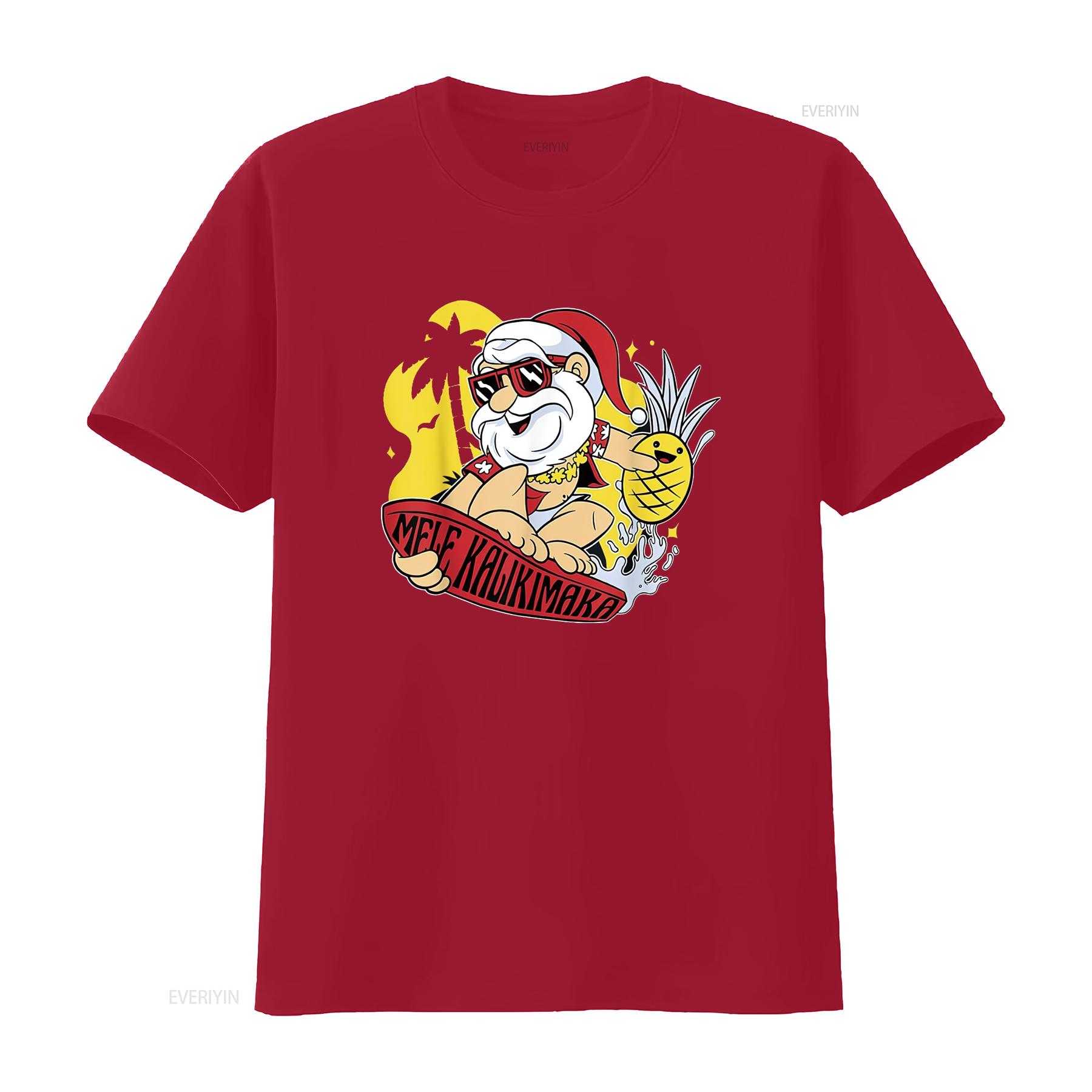 Mele Kalikimaka Santa Hawaiian Christmas In July s T Shirt vintage Washed Breathable Slightly Stylish Top For Everyday Wear S
