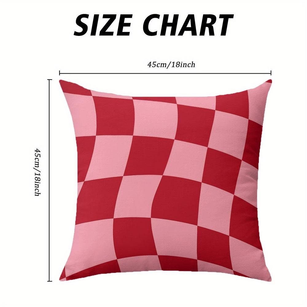 Pink Check Square Jacquard Pillow Cover for Sofa Office Waist Cushion Cover Home Decorative Pillowcase