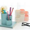 Pen Holder 3 Compartment Hexagonal Multi Function Makeup Brush Storage Bucket for Desktop Blue