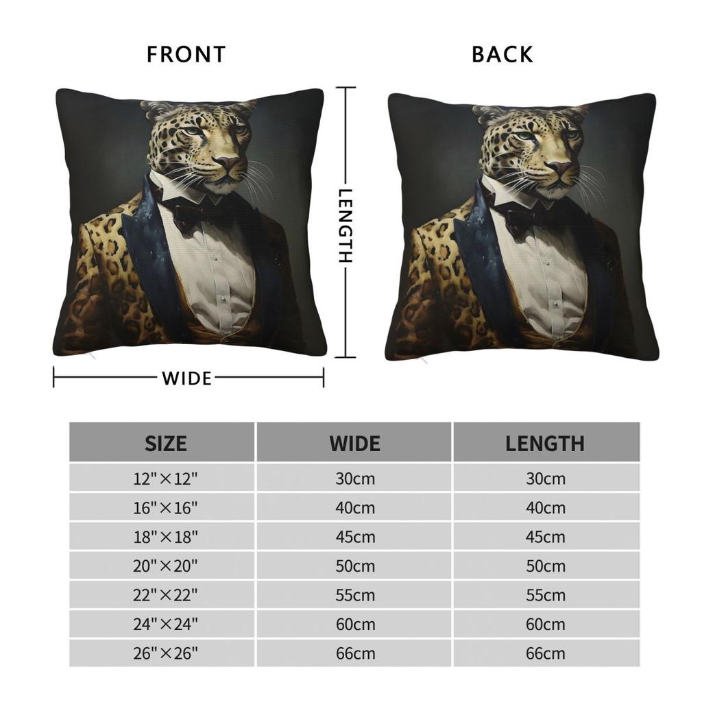 Leopard Portrait Dapper Animal Pillowcase Polyester Linen Velvet Creative Zip Decor Throw Pillow Case Room Cushion Cover 18"