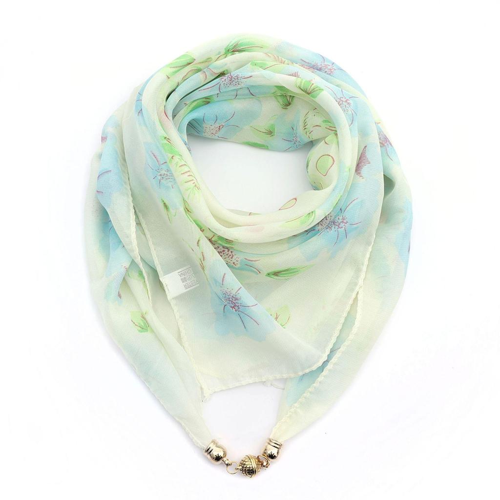 Women's Summer Magnetic Buckle Silk Scarf: Versatile, Fashionable Chiffon Square Scarf for Shirts