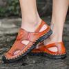 Fashion 2025 Men Genuine Leather Shoes Men's Sandals Durable Handmade Stitching Close Toe Non Slip Shoes For Indoor Outdoor Beach