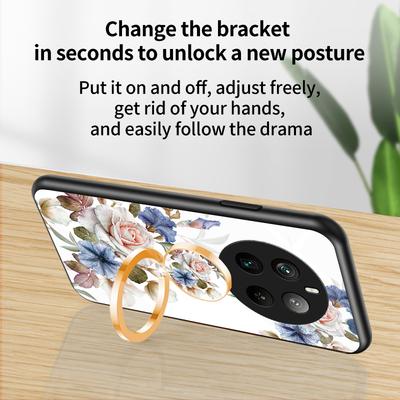 Für Realme 12 Pro+ 5G/12 Pro Hülle Ringhalter Panzerglas Handyhülle Blumendesign