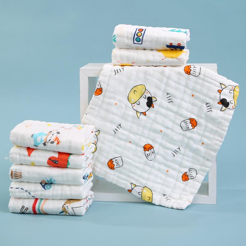 High-Density Pre-Washed Baby Cartoon Gauze Towel - Soft Washcloth for Household Use