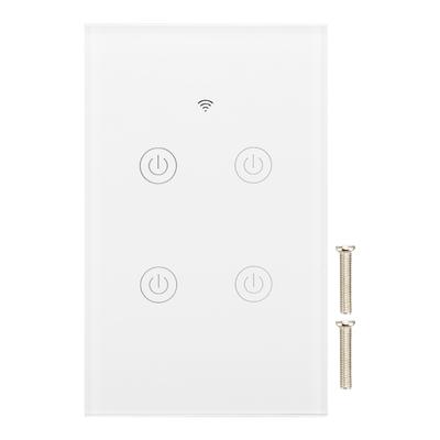 Smart Switch Wireless Voice Control Timed Use APP Control 4 Gang Wall Switch 100‑240V