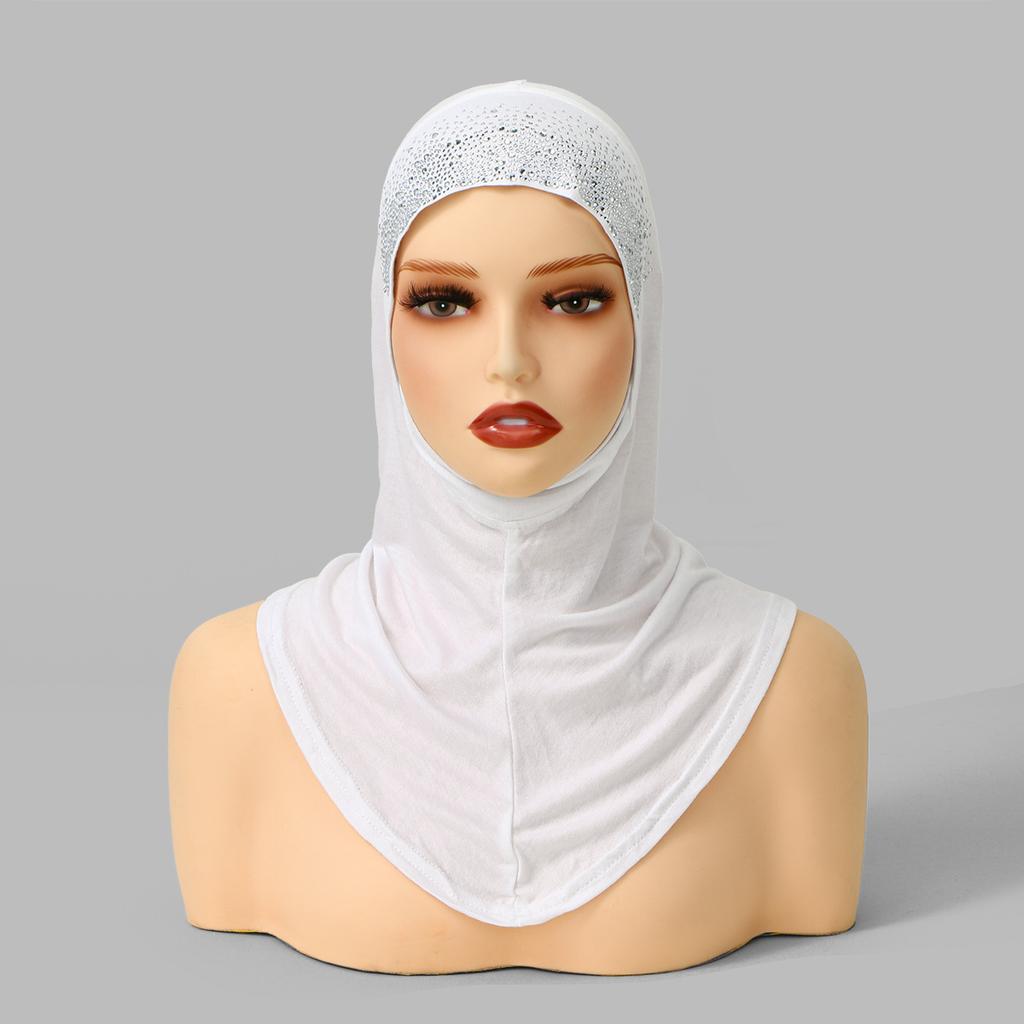Cotton Modal Shiny Rhinestone Instant Hijabs Muslim Inner Cap Soild Turban Hat Islamic  Bonnet India Hats Female Headwrap Mujer