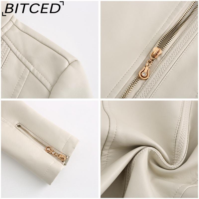 BITCED Women's Spring/Autumn Fashion PU Leather Jacket - Lightweight Spring/Autumn Short Jacket for Women S-4XL Casual Wear - Chic Style