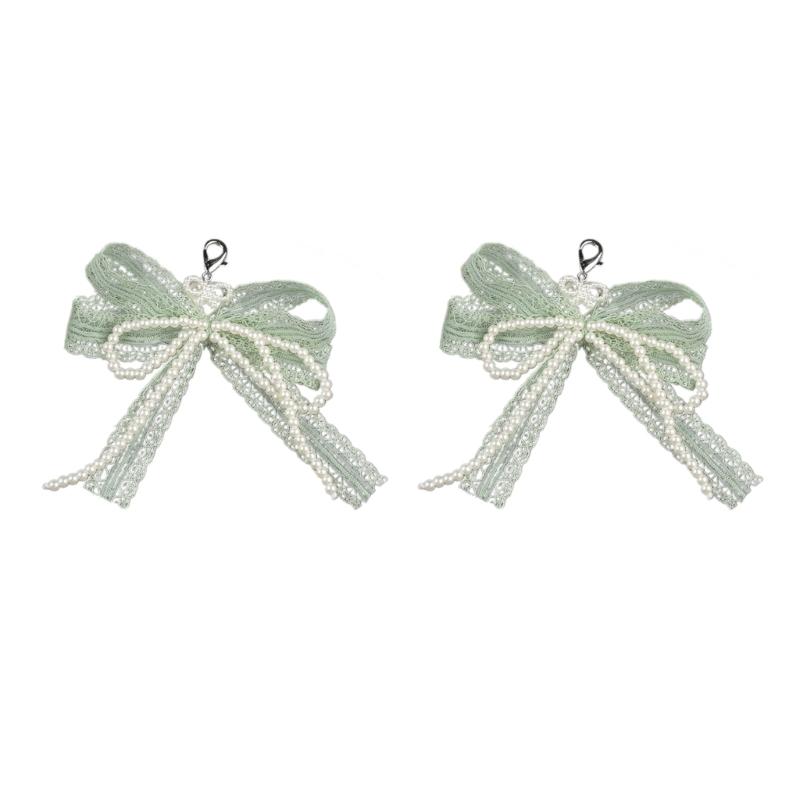 ABS Pearls and Lace Bowknot Detachable Shoe Ornament Women Shoelaces Charm Sophisticated Detachable Footwear Ornament