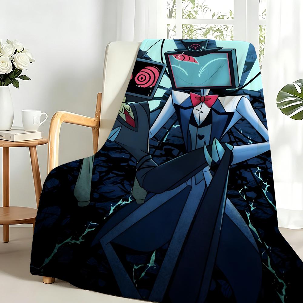 Animation H-HazbinHotel Throw Flannel Blanket Perfect for Sofa Office Bed Travel Sleep Read Relax Camping four season use