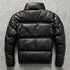 Top Layer Sheepskin Leather Leather Jacket for Men Shrink-print Genuine Leather Thickened Down Warm Casual and Versatile Leather Jacket Winter Jacket