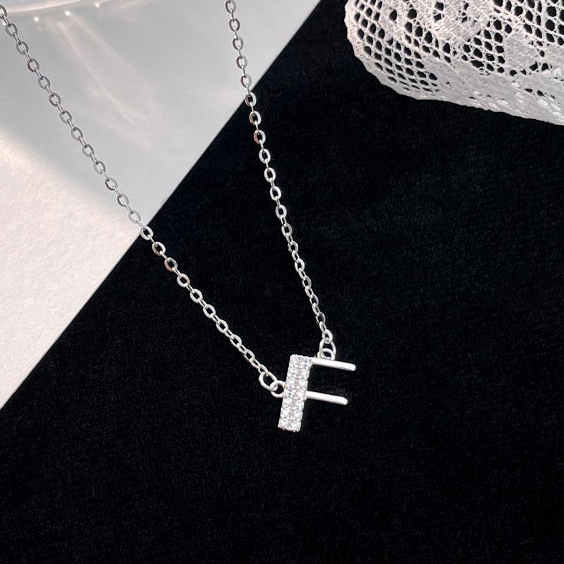 Banyan Tree S925 Silver Alphabet Necklace: Women's Summer Diamond Pendant with 26 English Letters Elegantly Designed.