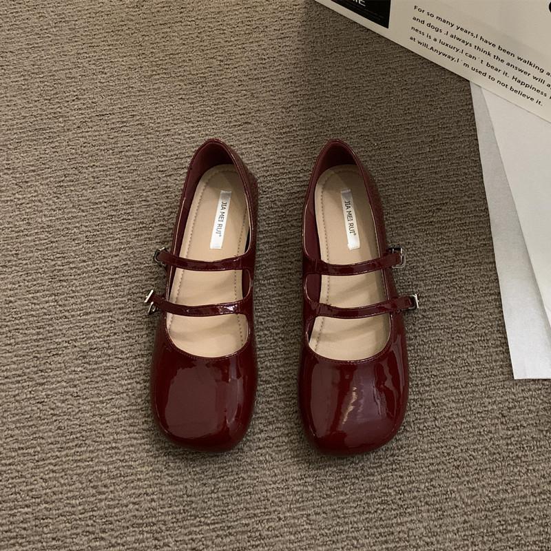 

Мода Bailamos Женские балетки Повседневные на шнуровке Квадратный носок Ретро балетки Низкий каблук Мэри Джейн Мелкие Повседневная обувь Балетки Mujer 39 красный