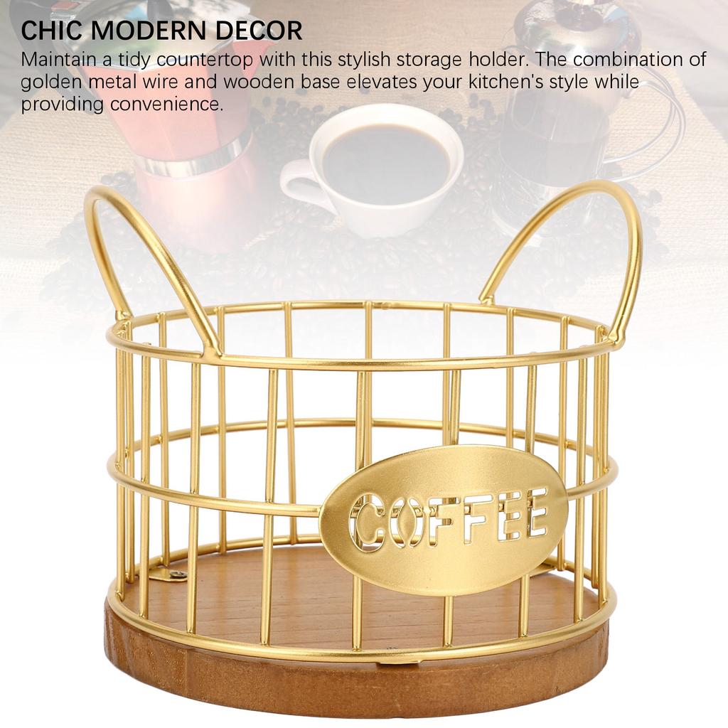 Kaffee Kapsel Korb Holzfuß Große Öffnung Einfache Reinigung Kaffeekapsel Käfig für Zuhause Restaurant