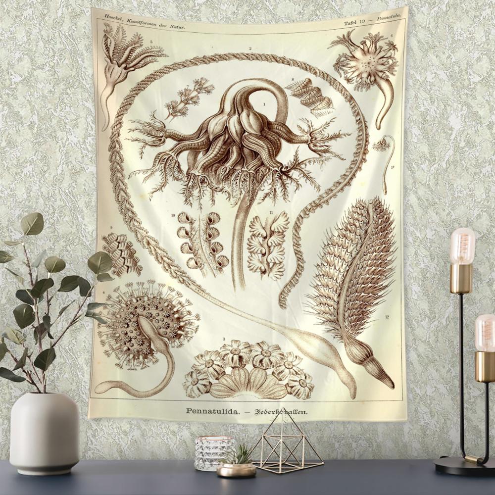 Boho Style Psychedelic Witchcraft Art Mystic Home Decor Undersea Insect Identification Map Tapestry Wall Hanging