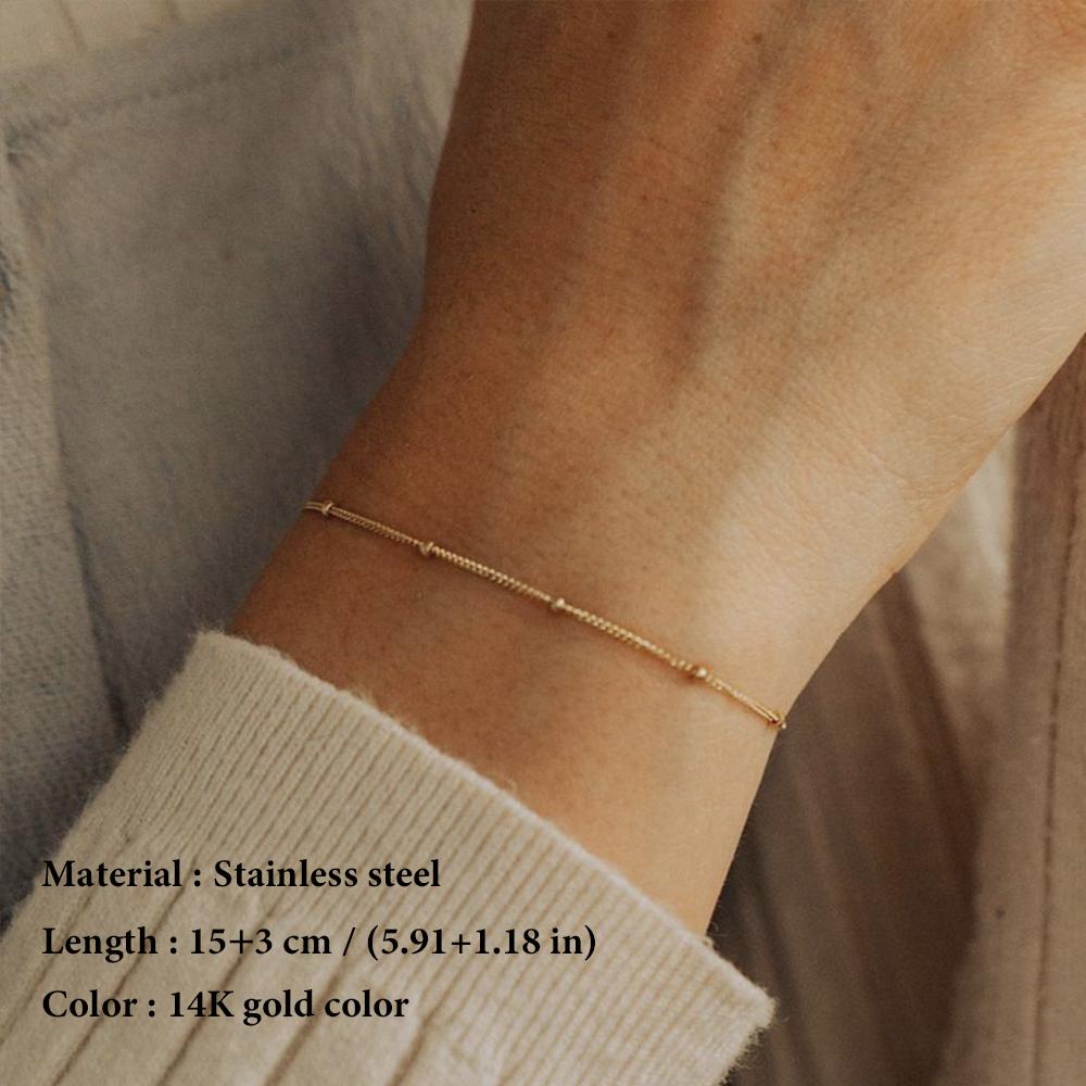 SUNIBI Stainless Steel Chain Necklace for Women Gold Color Thin Choker Bead Chain Necklace Jewelry Wholesale Dropshipping