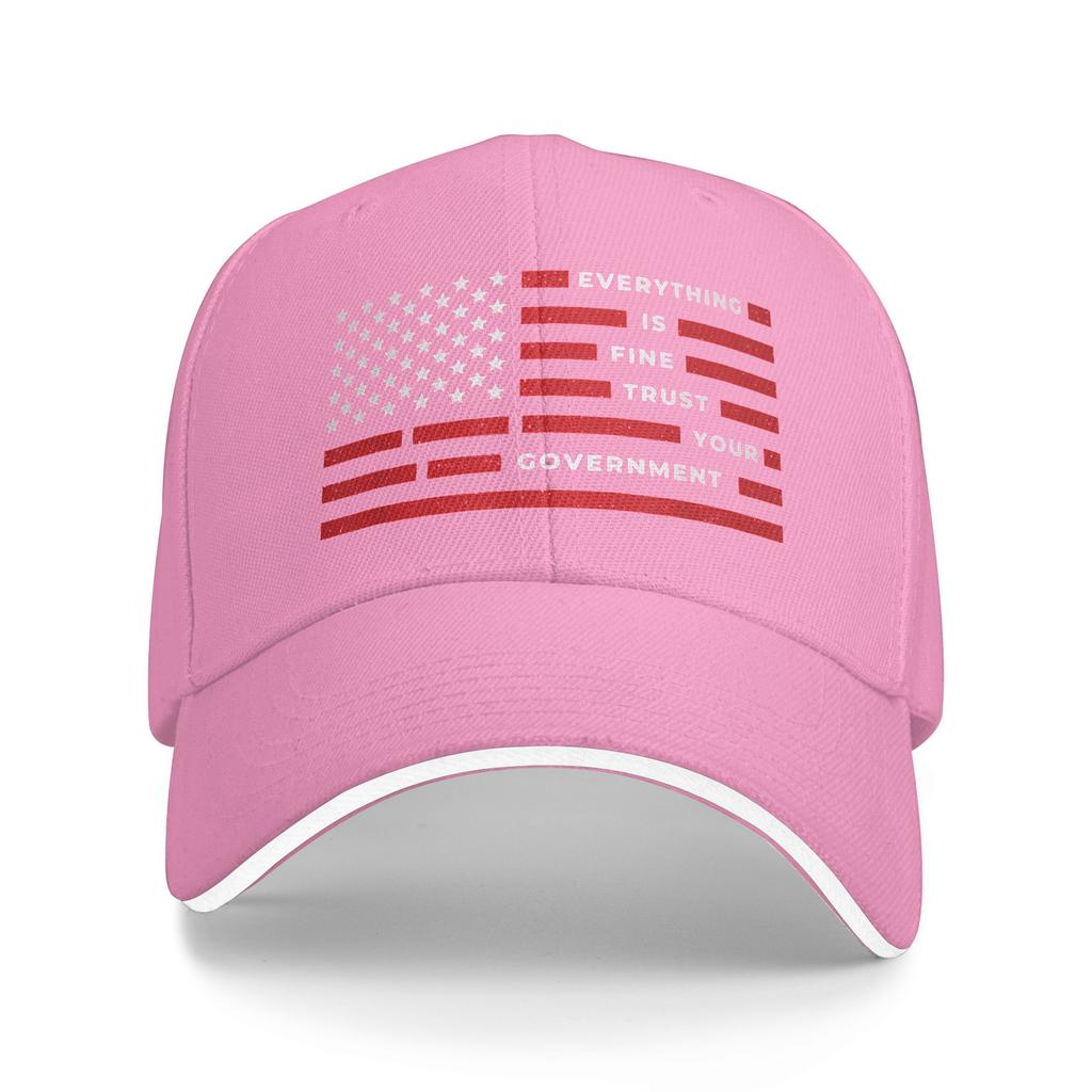 Summer Everything is Fine Trust Your Government Baseball Cap Hunting Camping Casual Sun Trucker Hat Male Sun-Proof Baseball Caps