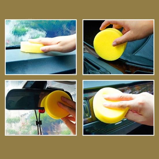 1Pc/12Pcs Waxing Sponge Porous Effortless High Density Super Soft Hand Tool Car Cleaning Durable Yellow Car Polish Wax Applicator Pad for Car