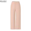 ZANZEA Women Long Sleeve Pleated Blouse and Pants Casual Two Piece Suit Sets
