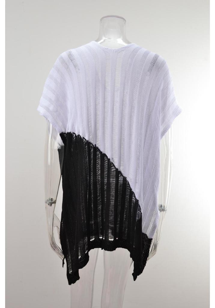 2026 Women’s Rainbow Color Block Ice Silk Beach Cover-Up Cardigan
