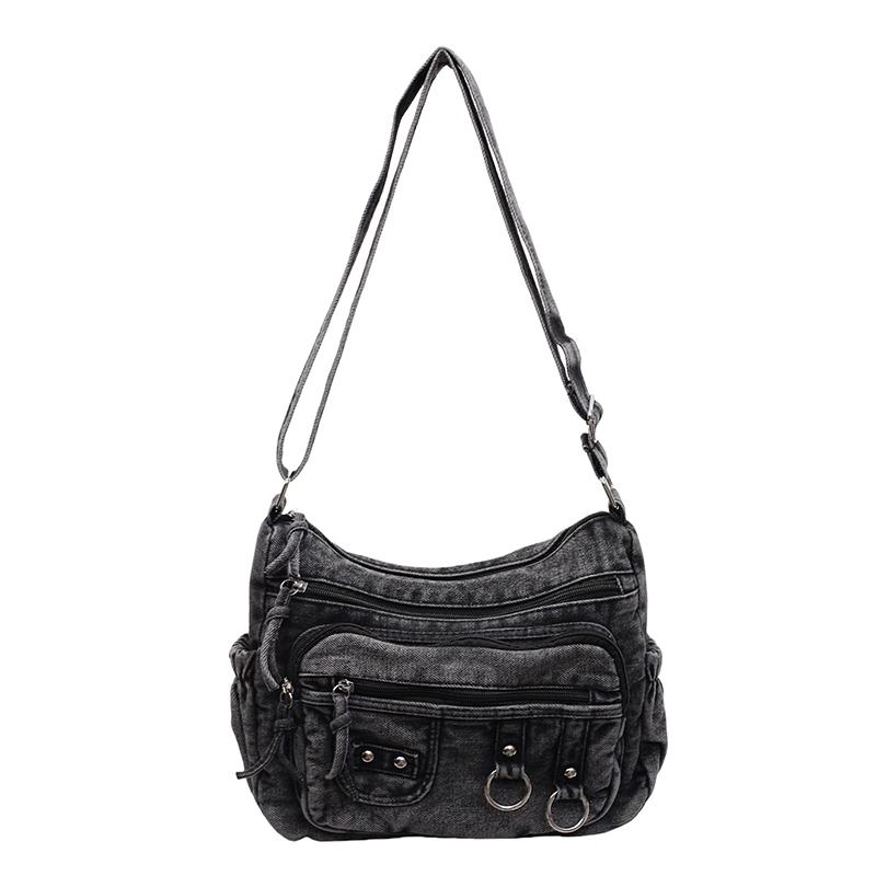 Vintage Multi-Pocket Denim Women's Bag Hand Shoulder Crossbody Bag