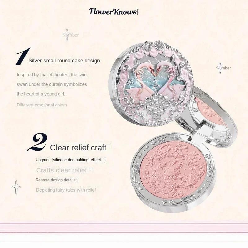 Flower Knows All Serie Schwan Ballett Samt Geprägtes Rouge Mattes Make-up Gepresstes Rouge Puder Palette Damen Geschenkset
