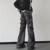 Men’s Washed Black Wax-Coated Flared Jeans
