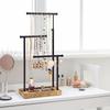 3 Tier Jewelry Organizer Stand Metal Extendable Necklace Holder Display with Wooden Base for Earrings Bracelets Rings Room Decor