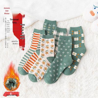 Damen Mid-Calf Plüsch Wintersocken - Dickes Samt, Warmer Kniehoher Herbst/Winter Stil.