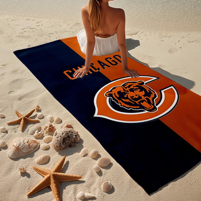 Chicago Bears Logo Microfiber Beach Towel, Lightweight And Quick-Dry, for Summer Travel, Beach Essential, Swimming Pool