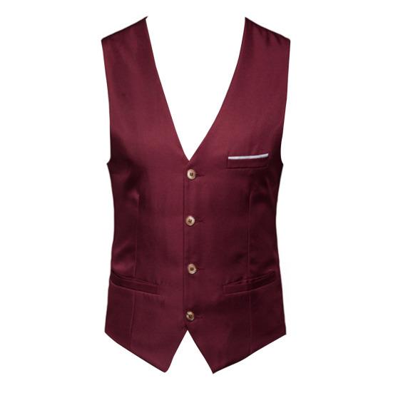 Men Suit Vest Formal Business Style Sleeveless V Neck Slim Fit Cardigan Single-breasted Solid Color Silky Fabric Pockets Groom Wedding Waistcoat