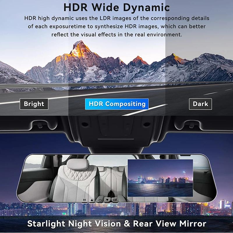 Dual-Lens Car Dvr 1080P Mirror Dash Cam for Cars Camera for Vehicle Video Recorder Front and Rear Camera Dashcam Car Accsesories