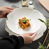 Keramikteller Haushalt Neu Hochwertig Suppenteller Salatteller Kreatives Muster Weißes Geschirr Westliches Essen Flache Schüssel