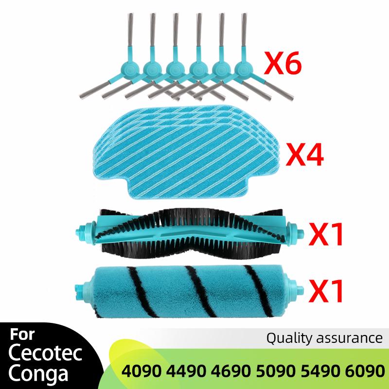 For Cecotec Conga 4090 4490 4690 5090 5490 6090 Robot Vacuum Cleaner Parts Roller Main Side Brush Hepa Filter Mop Rag Accessory