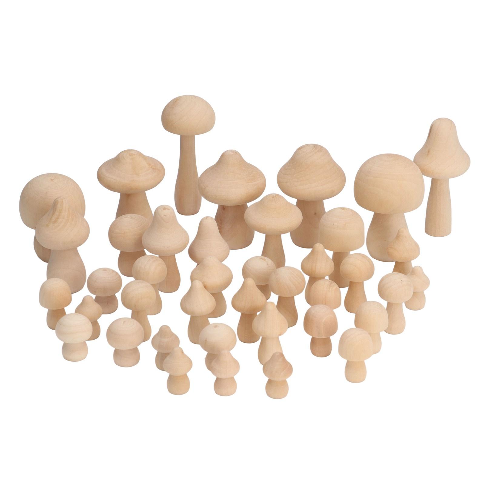 

40pcs Unfinished Wooden Mushroom Unpainted Natural Wood Mushroom Decoration for DIY Decoration
